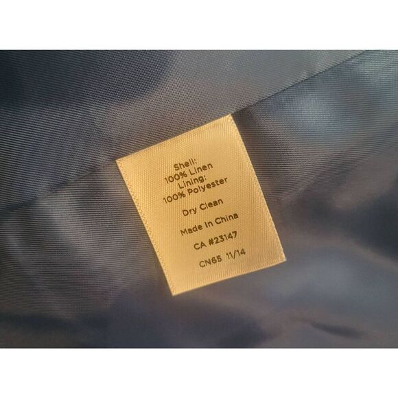 Talbots Jacket Women's 18 Cobalt Blue Linen Collarless Open Woven 3/4 Sleeve - Picture 3 of 5